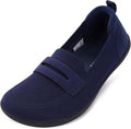 WHITIN Women's Round Toe Slip On Penny Loafers | Wide Barefoot Flats with Breathable Knit
