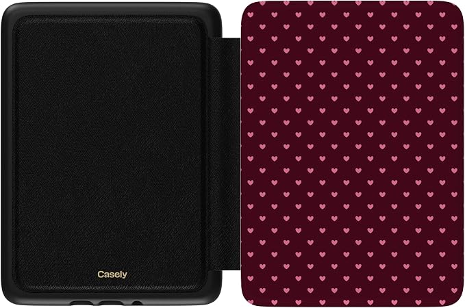 Casely Kindle Case | Heart Noir | Tiny Hearts | Compatible with 7” Kindle Colorsoft and 7” Kindle Paperwhite (12th Gen 2024 Models)
