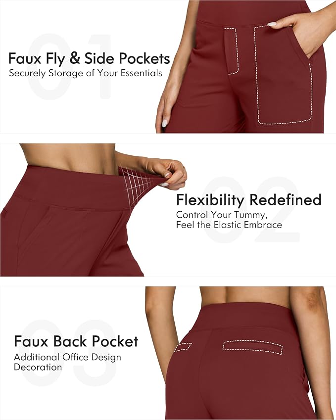 G4Free EverGoing Yoga Pants Women Wide Leg Pants with Pockets High Waist Stretch Dress Casual Sweatpants Petite/Regular/Tall
