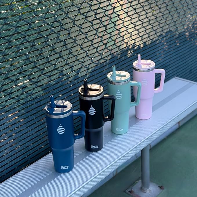 Clearly Filtered Water Bottle | Removes 200+ Contaminants, Double-Wall Insulated Stainless Steel, BPA/BPS Free, Phthalate Free, Filters Flouride Lead Chlorine (40oz, Mint)
