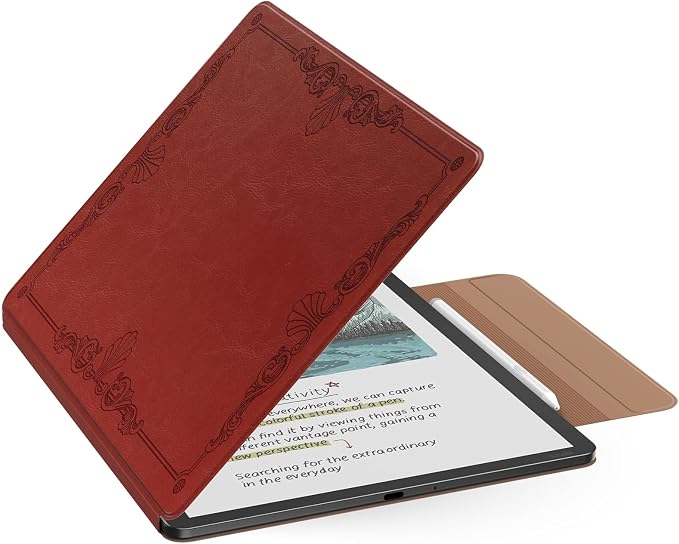 MoKo Magnetic Case for All-New 11" Kindle Scribe 2025(3rd Generation) & Kindle Scribe Colorsoft 2025(1st Gen) - Slim Folio Premium PU Leather Cover with Pen Clasp & Auto Sleep Wake, Vintage Style