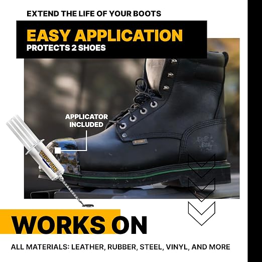 Boot Toe Protector V2 Adhesive, Extra Strong Shoe Glue Toe Protectors for Shoes & Work Boots - Waterproof, Shoe Repair Kit (Black)