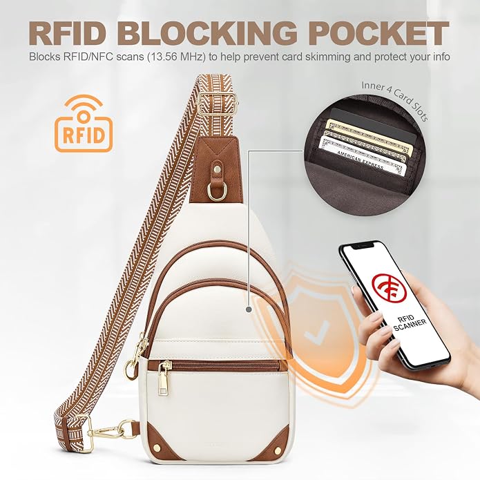 SYTRAH Anti Theft Crossbody Bags for Women, RFID Sling Bag Travel Purse, RFID Cross Body Purses Chest Bag for Travel