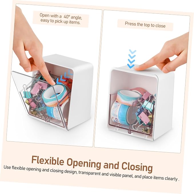 Healifty 4pcs Desktop Cotton Swab Dispenser Makeup Remover Cotton Balls Holder Lid 2-compartments Storage Box