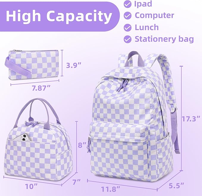 LEDAOU Backpack for Girls School Bag Kids Bookbag Teen Backpack Set Daypack with Lunch Bag and Pencil Case | Kids, Bookbag, Daypack, with Lunch Bag, and Pencil Case