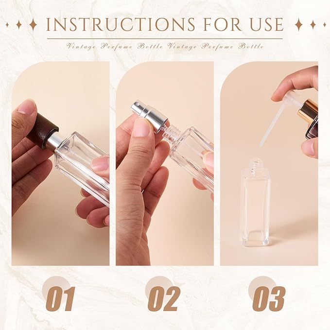 Domensi 20 Pcs 10/15/20/30 ml Perfume Travel Refillable Glass Bottles Spray Bottle Perfume Atomizer for Cologne Dispenser Leak-proof Fragrance Bottles Atomizer Pump Kit (20 ml,Dark Wood Color)
