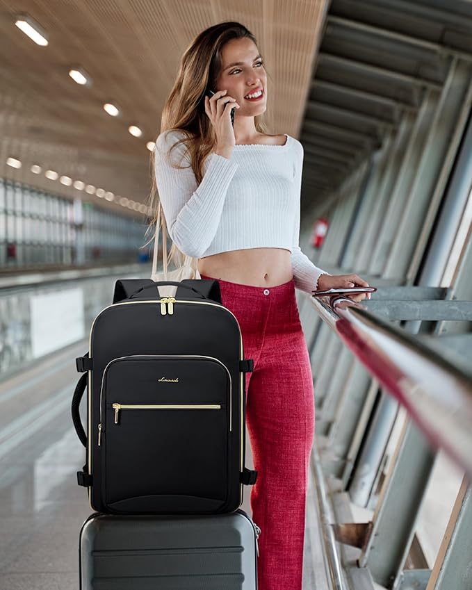 LOVEVOOK 40L Travel Backpack Flight Approved Carry on Backpack,3 Packing Cubes,Waterproof Personal Item Travel Bag,TSA Carry on Luggage Suitcase Travel Essentials,Gifts for Women & Men,fits 17" Laptop