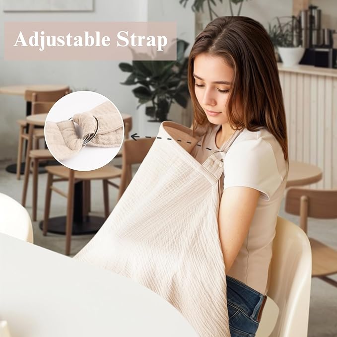 2 Pack Muslin Nursing Cover for Breastfeeding, Soft & Breathable 100% Cotton Breastfeeding Cover up