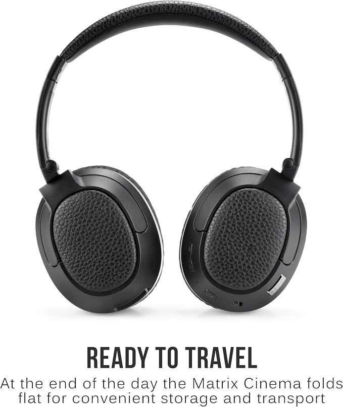 MEE audio Matrix Cinema Bluetooth Wireless Over-Ear High Resolution Stereo Headphones with aptX Low Latency for Improved Lip Sync & CinemaEAR Audio Enhancement for Clearer Sound in Movies and TV Shows