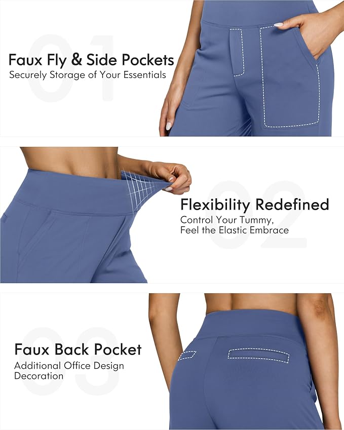 G4Free EverGoing Yoga Pants Women Wide Leg Pants with Pockets High Waist Stretch Dress Casual Sweatpants Petite/Regular/Tall