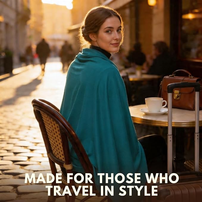16-in-1 Compact Travel Blanket with Bag – Reversible, Ultra Soft Bamboo Airplane Blanket with Hidden Pocket – Packable for Flights & Travel Essentials (Semi-Weighted, Double Layer)