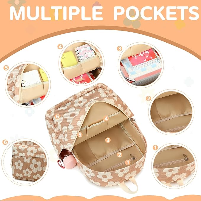 Bluboon School Backpack for Teen Girls Bookbags Elementary High School Corduroy Laptop Bags Women Travel Daypacks