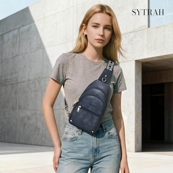 SYTRAH Anti Theft Crossbody Bags for Women, RFID Sling Bag Travel Purse, RFID Cross Body Purses Chest Bag for Travel