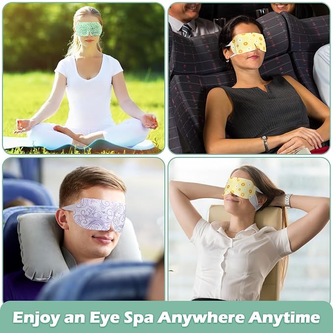 144 Packs Steam Eye Mask Disposable Self Heating Eye Mask for Dry Eyes Spa Warm Sleep for Home Office Travel Eyestrain Relieve