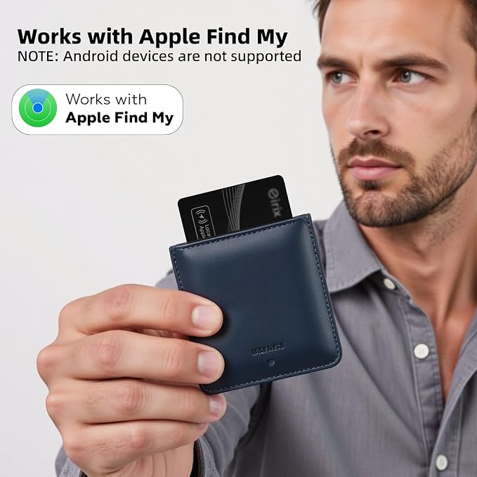 Wallet Tracker Card,Thin Finder, Item Finder Works with Apple Find My (iOS Only), IP68 Waterproof Item Locator for Luggage Tags, Passports, Bags (1 Black)
