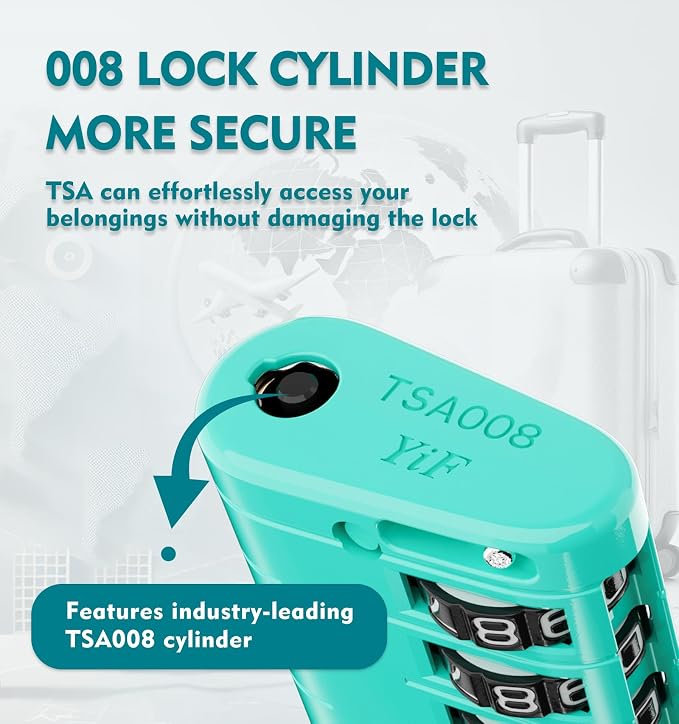 ANVIL TSA Approved Luggage Locks with Search Alert Indicator, 4-Digit Combination Suitcase Lock, Advanced TSA008 Core Heavy Duty Anti-Theft Travel Lock for Double Zippers, Backpacks