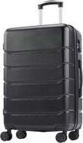 NEWBULIG 28 Inch Checked Luggage, ABS Hard Shell Lightweight Rolling Expandable Suitcase with Smooth Spinner Wheels and TSA Lock for Business Trips and Daily Vacations, Black