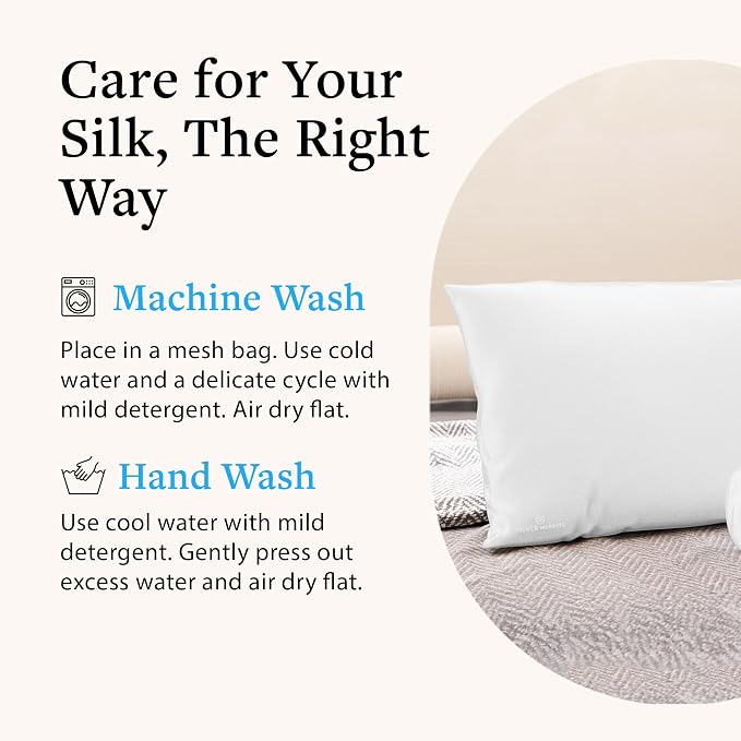 Mulberry Silk Pillowcase for Hair and Skin, 22 Momme 100% Silk Pillowcase Standard Queen Size, Smooth Cooling Pillowcase for Frizz Hair and Sleep Creases