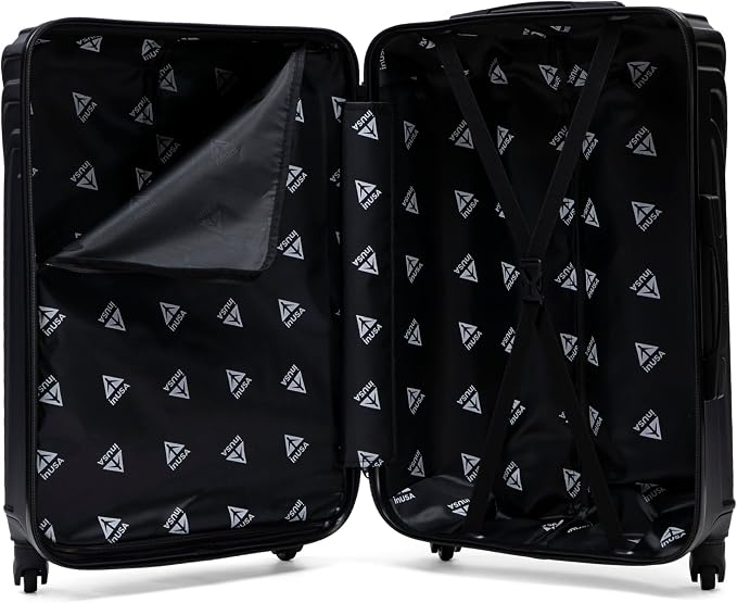 InUSA ENDURANCE Luggage with Spinner Wheels | Durable Lightweight Hardshell Suitcase, Travel Sets with Handle and Trolley | (20in, 24in, 28in, 32in) 4 Pieces Luggage Set | Black