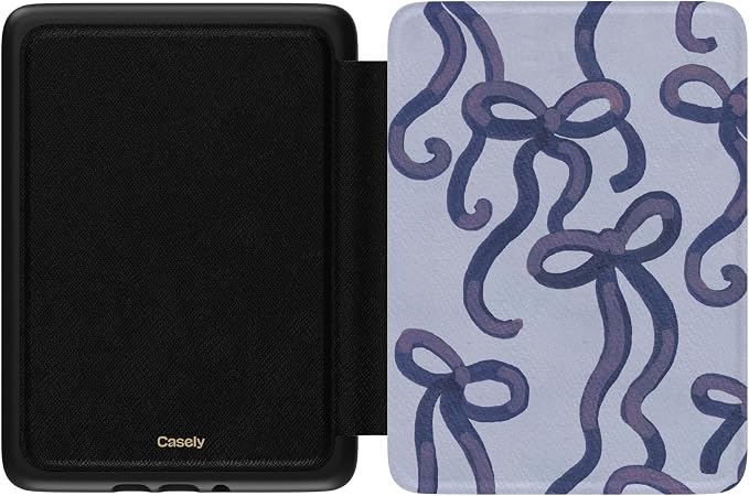 Casely Kindle Case | Love Me Knot | Blue Bow | Compatible with 7” Kindle Colorsoft and 7” Kindle Paperwhite (12th Gen 2024 Models)