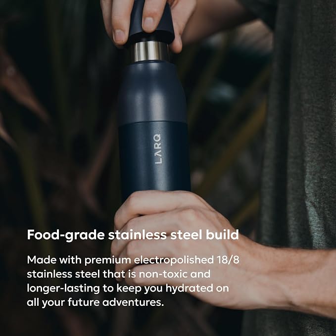 LARQ Twist Top — Reusable Insulated Stainless Steel Water Bottle, Metal Water Bottle for Men, Women, Kids, 100% Leakproof, BPA Free, No Straw — Travel, Gym, Office, School — 25 oz, Monaco Blue