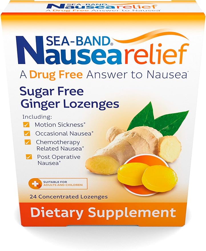 Sea-Band Ginger Lozenges, Drug and Sugar Free, for Motion Sickness and Nausea Relief*