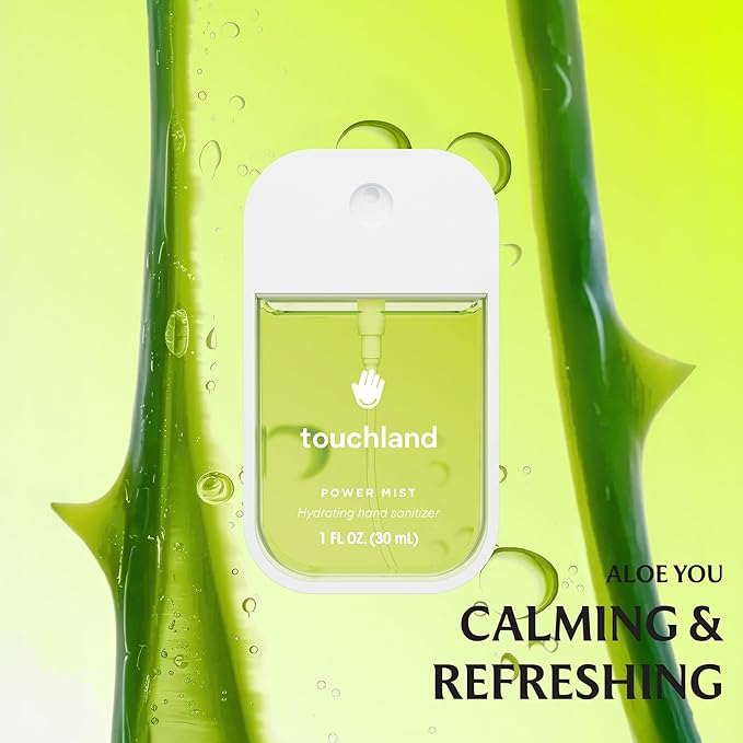 Touchland Hydrating Hand Sanitizer Spray – Fresh 5 Set (Frosted Mint, Citrus Grove, Lemon Lime, Aloe You, Wild Watermelon) – 5 x 1 FL OZ Travel Size Mists