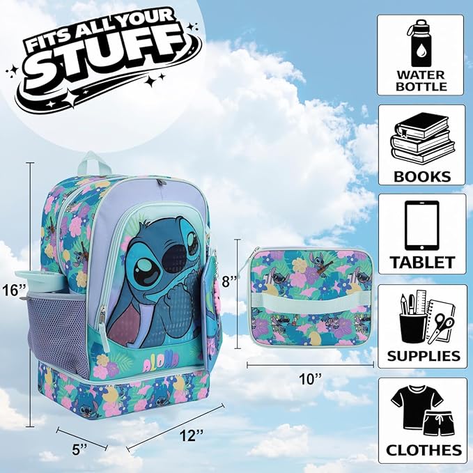 BIOWORLD Womens Kid Lilo & Stitch Backpack Set (Little Kid/Big Kid) Purple Onesize
