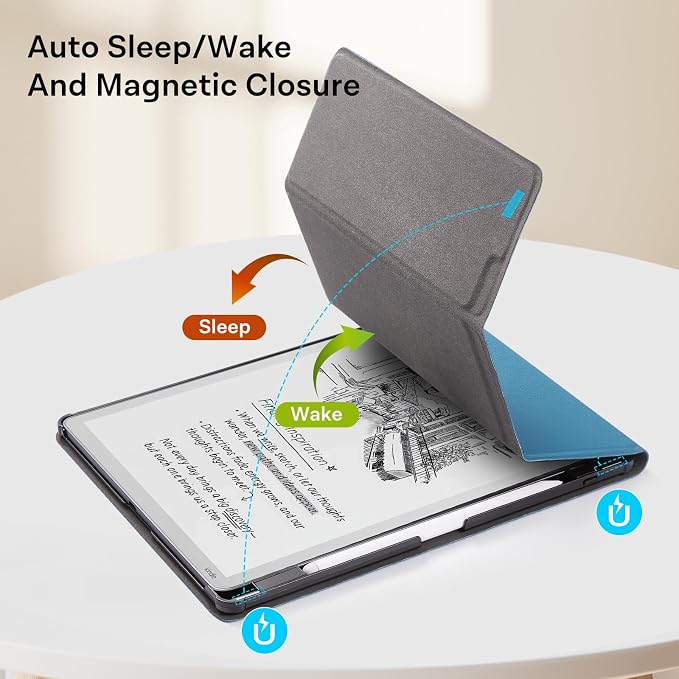 CoBak Case for 11" Kindle Scribe 3rd Generation 2025, Kindle Scribe Colorsoft with Two Viewing Angles - All New PU Leather Cover with Auto Sleep Wake, Pen Holder. Royal Blue