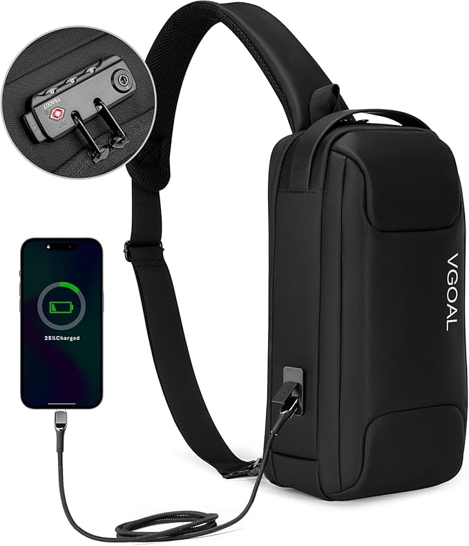 Kingsons Anti Theft Crossbody Bag Sling Bag for Men Anti Theft Sling Backpack Mini Backpack Daypack Crossbody for Travel Sport Running Hiking