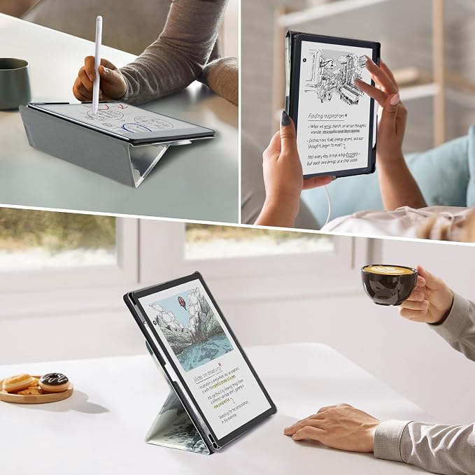 CoBak Case for 11" Kindle Scribe 3rd Generation 2025, Kindle Scribe Colorsoft with Two Viewing Angles - All New PU Leather Cover with Auto Sleep Wake, Pen Holder. Ink Painting