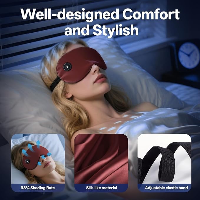 Cordless Heated Eye Mask for Dry Eyes,Electric Warm Compress for Fast Eye Relief Rechargeable USB Heat Relax Mask for Sleep Red