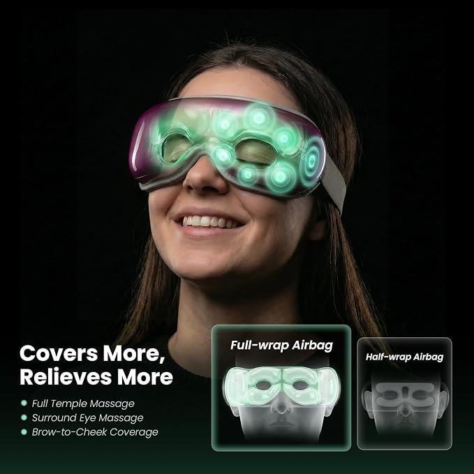 BOB AND BRAD Eye Massager with Heat and Cooling, FSA Eligible HSA Eligible, EyeOasis 3 Eye Massager for Migraine, Heated Eye Mask for Dry Eye Relief Sleep Improve, Birthday Gift for Women Mom Wife