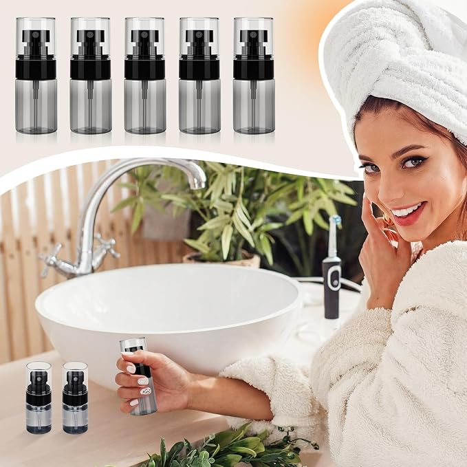 Black 100 Pack Fine Mist Spray Bottle Bulk, 1oz Small Plastic Leak Proof Fine Mist Mini Spray Bottles Refillable Empty Travel Mister Sprayer Bottle for Hair, Cleaning, Essential Oils, Face