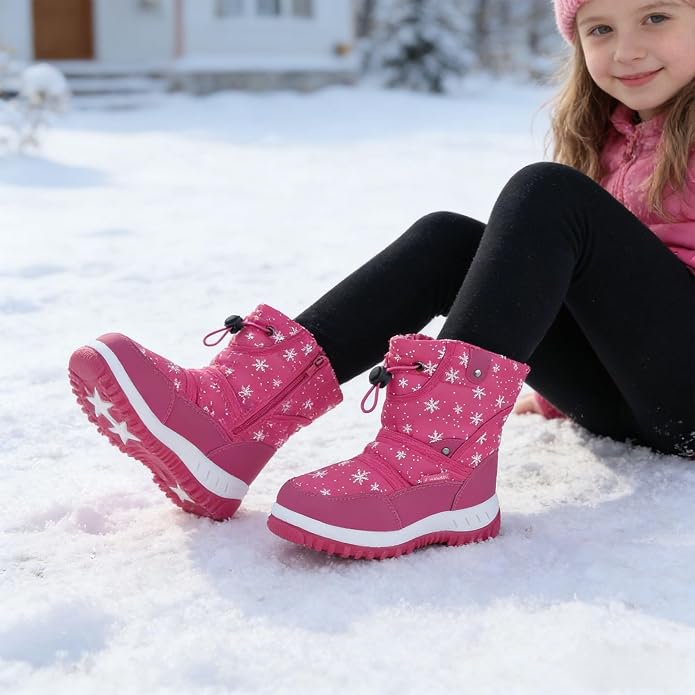 CIOR Winter Snow Boots for Boy and Girl Outdoor Waterproof with Fur Lined(Toddler/Little Kids)