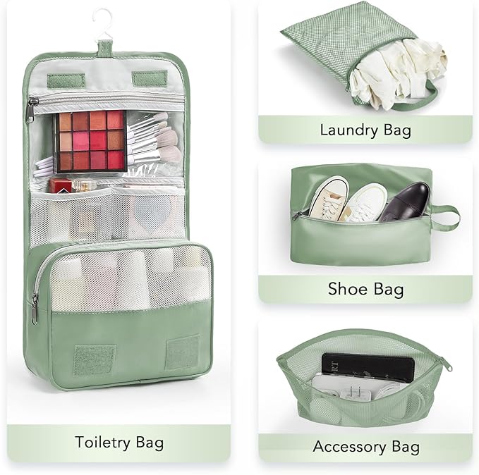 10 Set Compression Packing Cubes for Travel Essentials,Compressible Expandable Packing Cubes for Suitcase,OlarHike Luggage Garment Bags for Travel,Handy Helper for Organizing Clothes(Matcha Green)