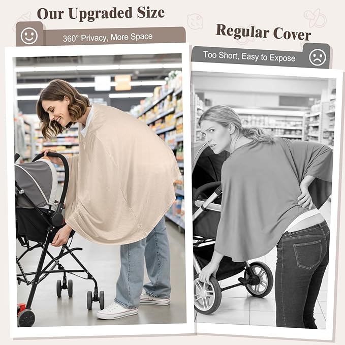 Basumee Nursing Cover for Breastfeeding Breathable Mesh 360 Full Privacy Nursing Wrap Multi-Use Breast Feeding Covers for Women Moms Feeding Essentials, 1 Pack
