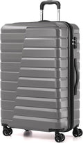 Coolife Expandable Large Checked Luggage with Spinner Wheels, Hard Shell Suitcase TSA Lock Rolling Travel Luggage 28-inch,Gray