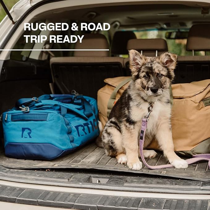 RTIC Road Trip Duffle Bag for Men and Women, Traveling Tote for Camp, Travel, Gym, Weekender, Camping, Overnight, Carry On, Sports, Spacious, Water Resistant, Large, Navy & Denim