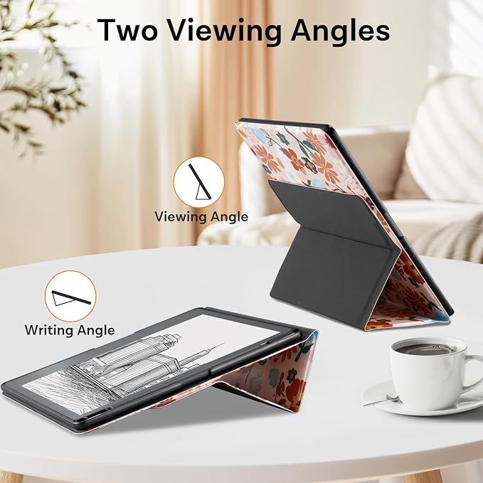 CoBak Stand Case for Kindle Scribe - Premium Folio Leather Cover with Pen Holder, Auto Sleep/Wake - Compatible with 10.2 Inch Kindle Scribe (2022/2024 Release)