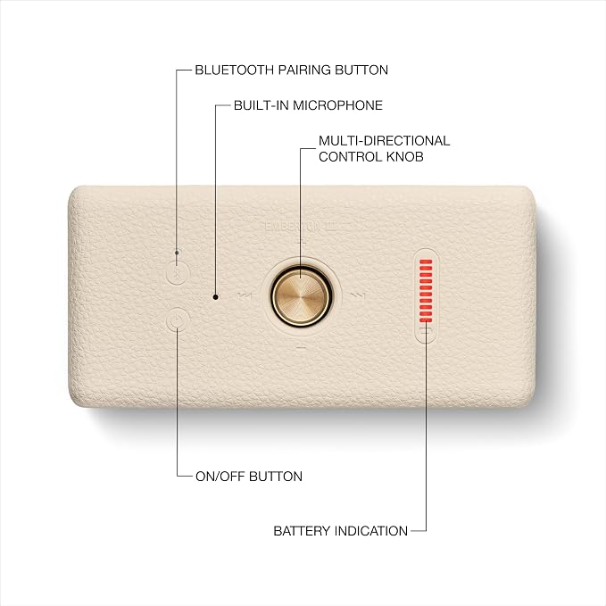 Marshall Emberton III Portable Bluetooth Speaker - Rugged Waterproof/Dust-Proof Design | Loud Stereo Sound, Deep Bass | Compact and Wireless for Travel and Outdoors - Cream