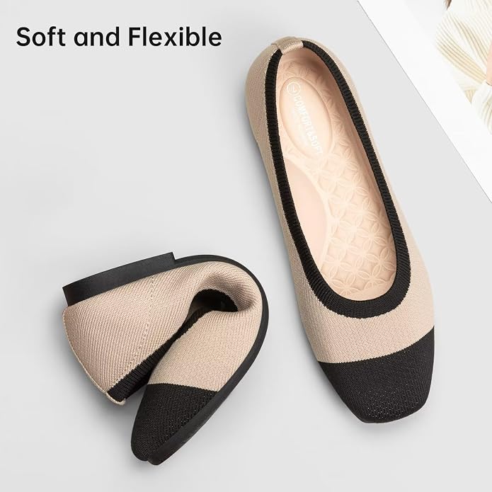 Frank Mully Women's Flats Square Toe Flats Comfortable Slip on Washable Ballet Flats Shoes for Women Dressy Work