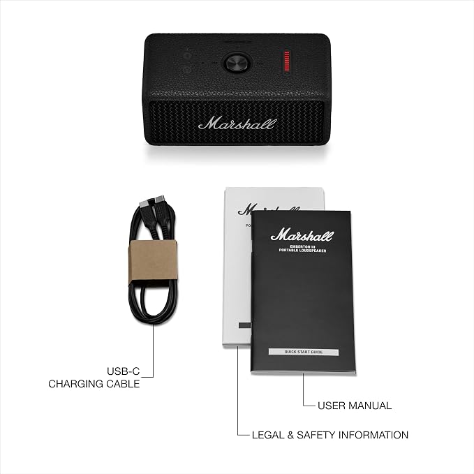 Marshall Emberton III Portable Bluetooth Speaker - Rugged Waterproof/Dust-Proof Design | Loud Stereo Sound, Deep Bass | Compact and Wireless for Travel and Outdoors - Black and Silver