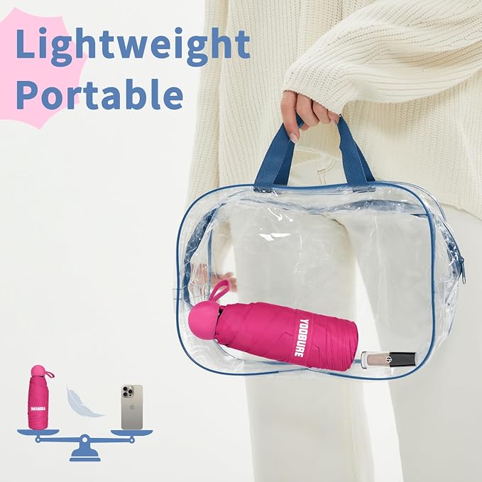 Yoobure Travel Umbrella Portable Compact Umbrellas, Pocket Mini for Purse, Umbrellas for UV Sun & Rain Small for Backpack, Umbrella with Case Folding for Kids Women