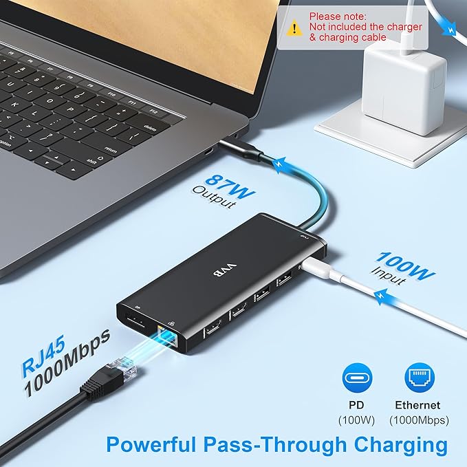 USB C Docking Station Dual Monitor for Dell/Lenovo/HP Laptop Docking Station HDMI USB C Hub Multiport Adapter Dongle Dock USB C to 2 HDMI +DisplayPort+Ethernet+4USB+2USB C+100W PD Charger+SD/TF+Audio