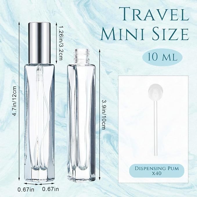 Domensi 40 Pcs 10/15/20/30 ml Perfume Travel Refillable Glass Bottles Spray Bottle Perfume Atomizer for Cologne Dispenser Leak-proof Fragrance Bottles Atomizer Pump Kit (10 ml,Amber Color)