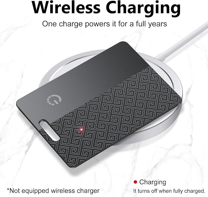 Ultra-Thin Wallet Tracker Card(iOS Only), Bluetooth Tracker Smart Card for Apple Find My iPhone Wallet GPS Tracker, Supports Wireless Charging, 10 Years Battery for Luggage, Wallets, Backpacks, Keys