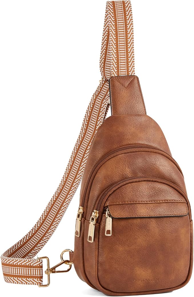BOSTANTEN Sling Bag for Women Leather Crossbody Bags Fanny Pack Chest Bag for Travel