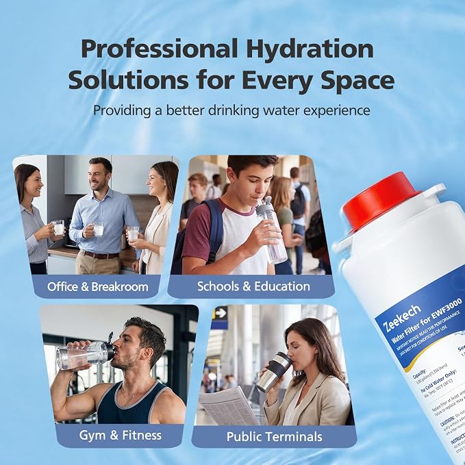 Water Replacement Filter Compatible with Elkay 51300C EWF3000, and EZH2O Bottle Filling Stations, Pre-Installed Smart Chip for EWF3000, ERF750, 51299C, 55898C, 3000 Gallon Capacity, 1 Pack