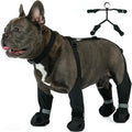 Dog Suspenders Boots, Winter Snow Shoes for Medium Dogs, Waterproof Dog Boots for Rain Mud, Anti-Slip Stay-On for Active Dogs, Adjustable Reflective Paw Protector for Walking Hiking, M Black